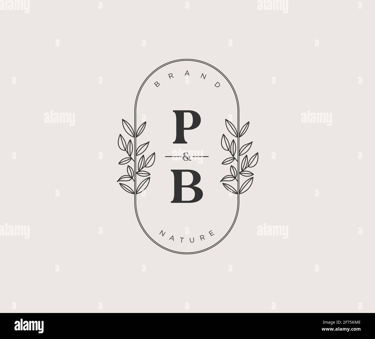 PB letters Beautiful floral feminine editable premade monoline logo suitable for spa salon skin hair beauty boutique and cosmetic company. Stock Vector