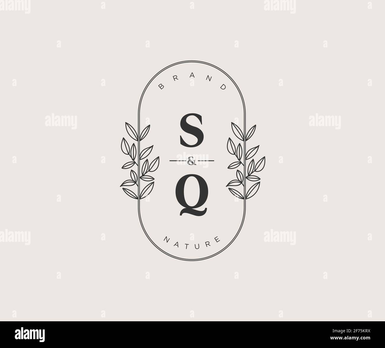 SQ letters Beautiful floral feminine editable premade monoline logo ...