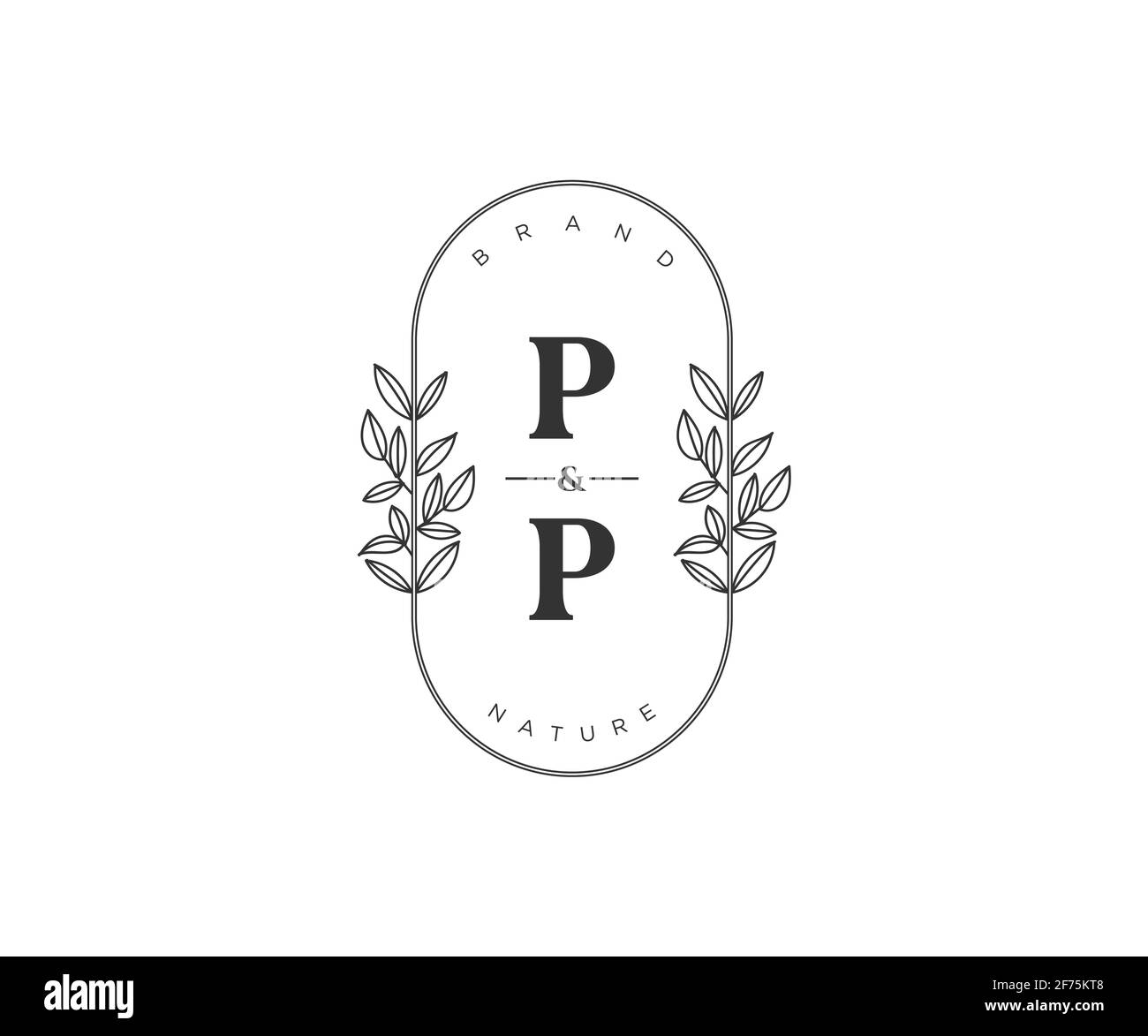 PP letters Beautiful floral feminine editable premade monoline logo suitable for spa salon skin hair beauty boutique and cosmetic company. Stock Vector