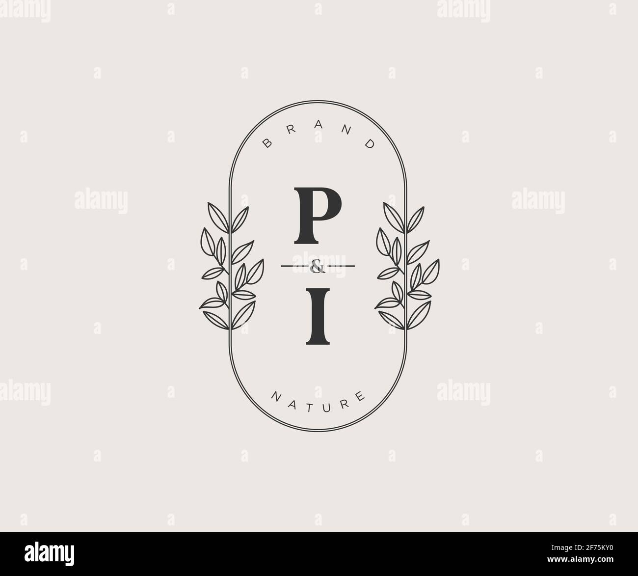 PI letters Beautiful floral feminine editable premade monoline logo ...