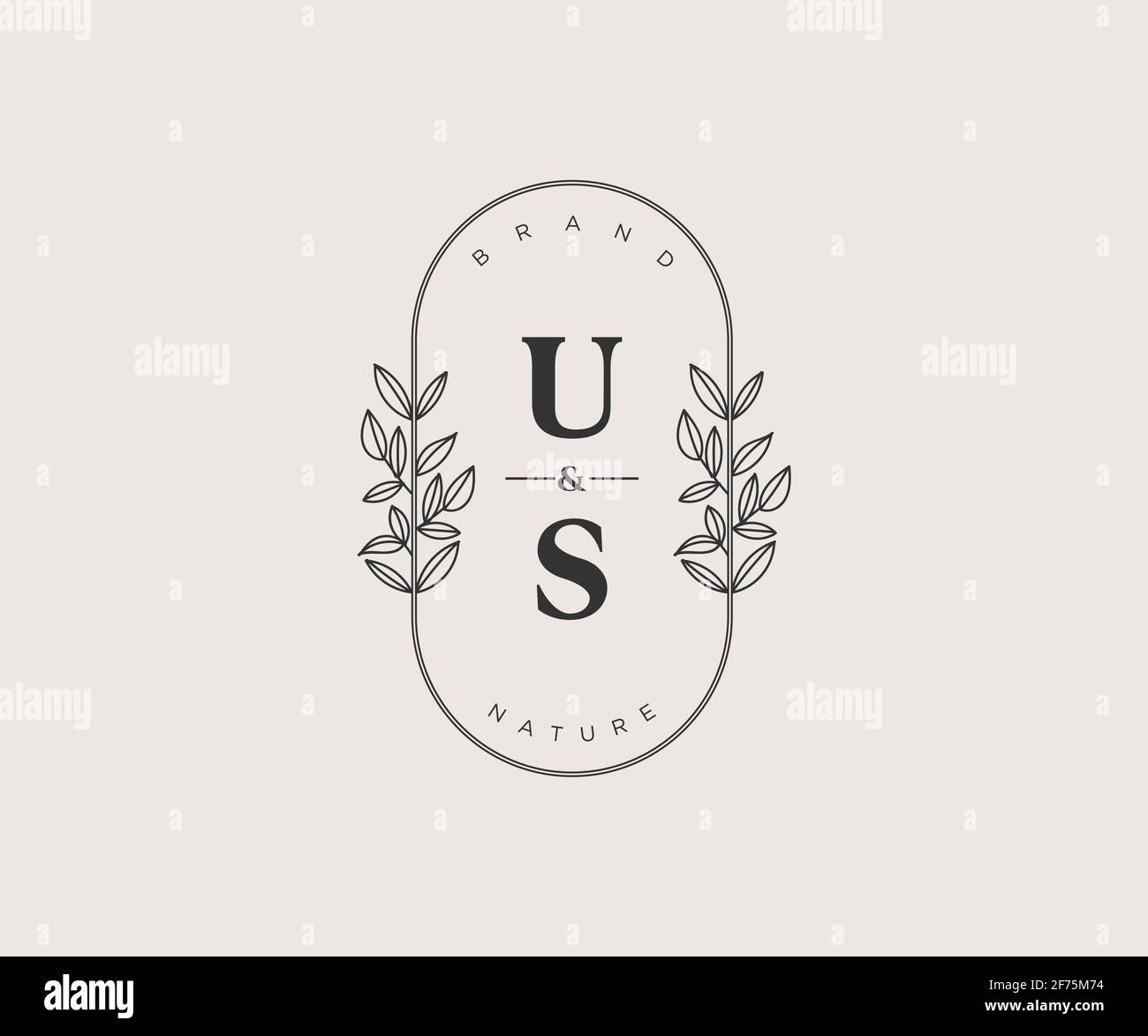 US letters Beautiful floral feminine editable premade monoline logo ...