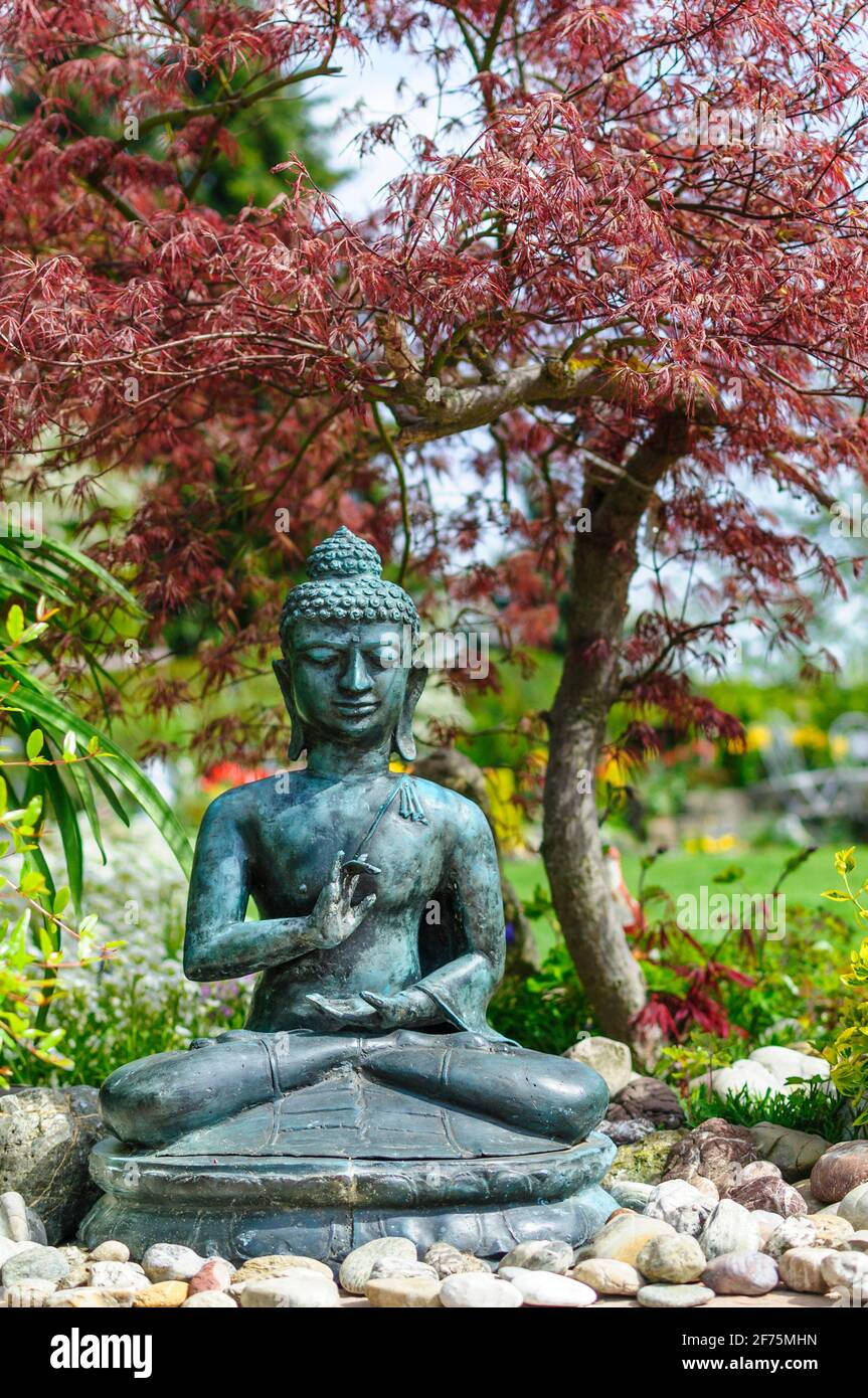 Buddha sculpture in ornamental garden Stock Photo Alamy