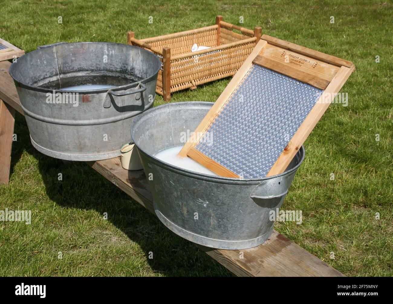 LAUNDRY WASH outdoor in the country in wash sink basin and with