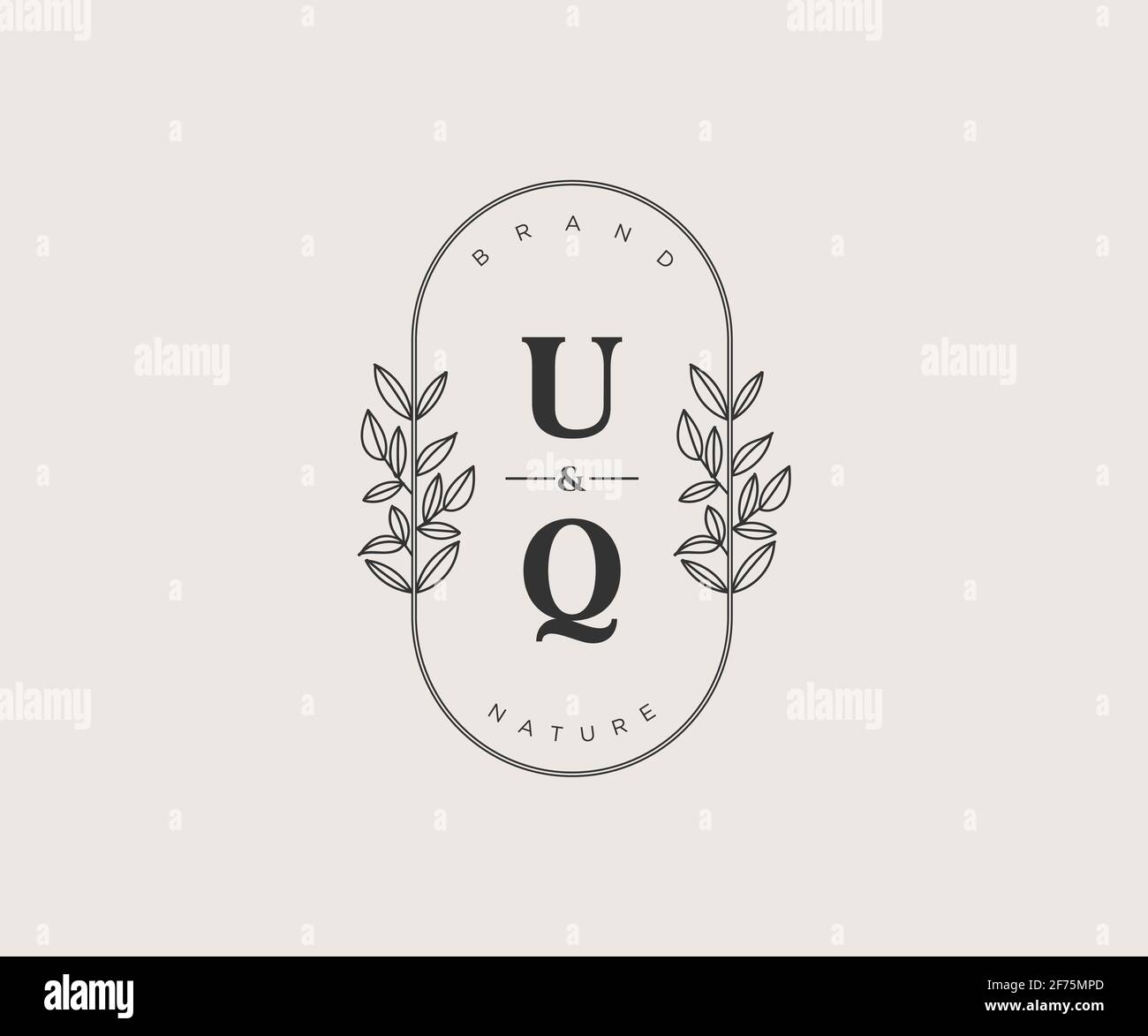 UQ letters Beautiful floral feminine editable premade monoline logo ...