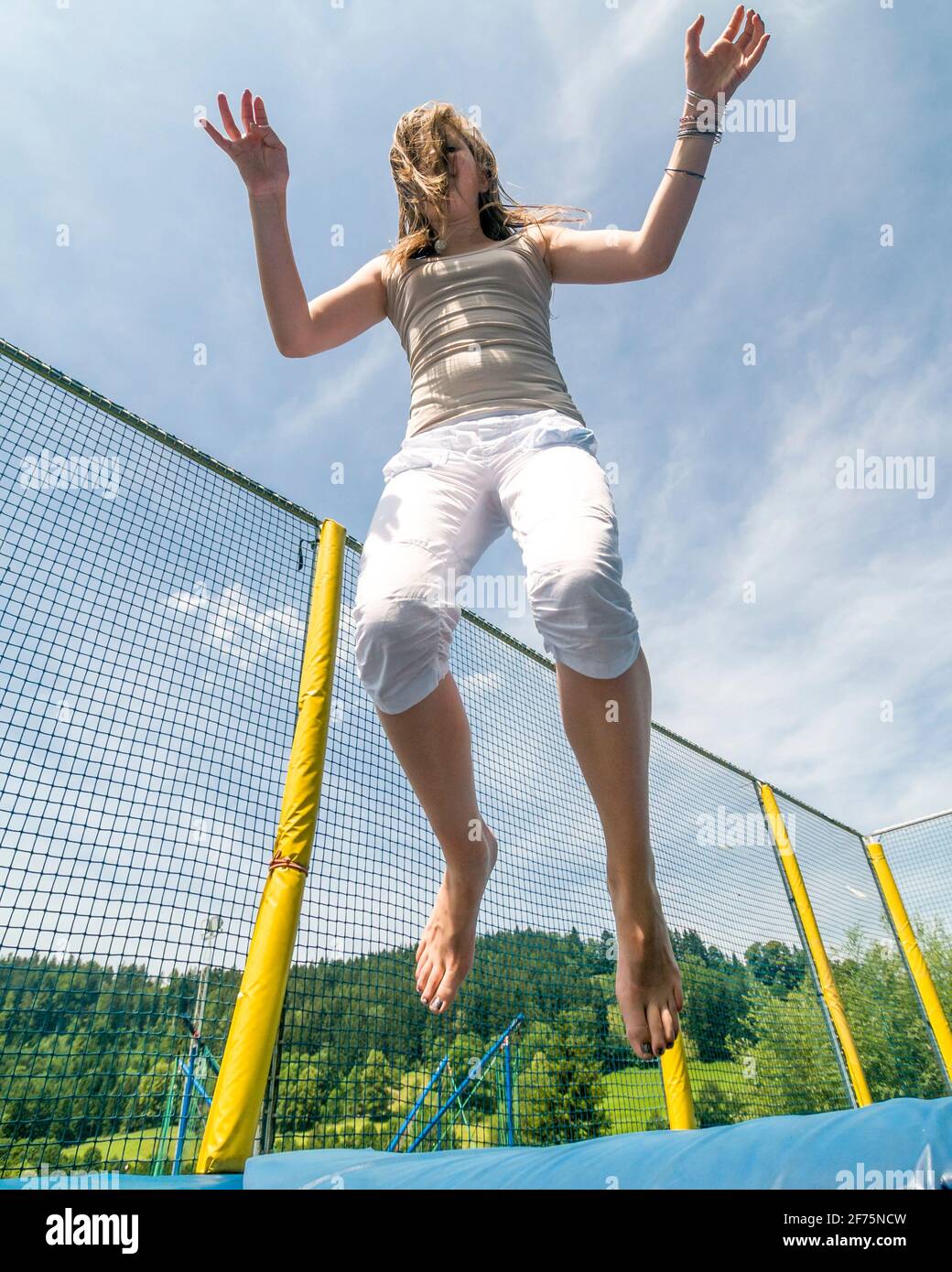 Fun on the trampoline trains agility, coordination skills, balnace