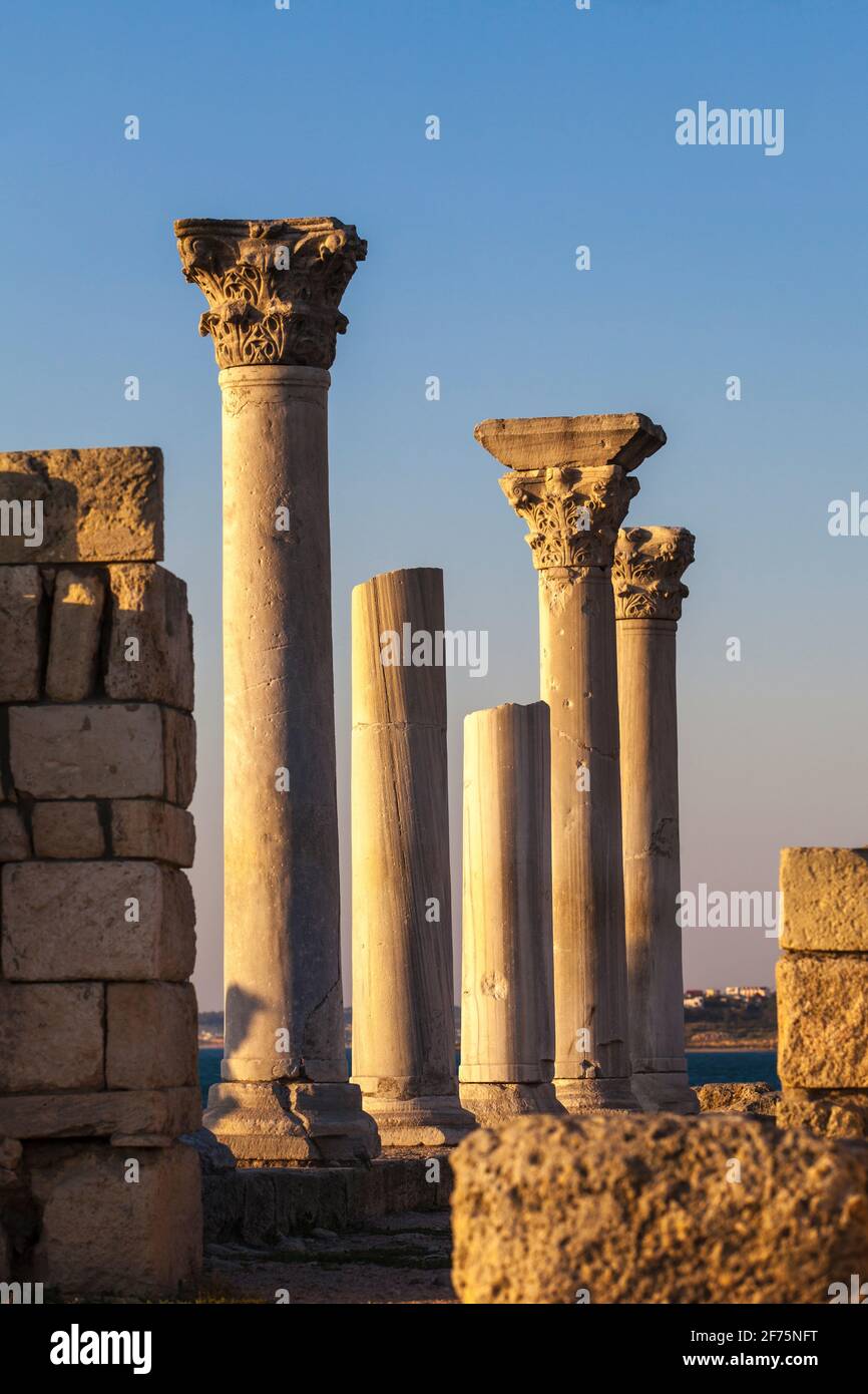 Ukraine, Crimea, Sevastopol, Ancient City of Khersoness, Ruins of ancient theatre Stock Photo