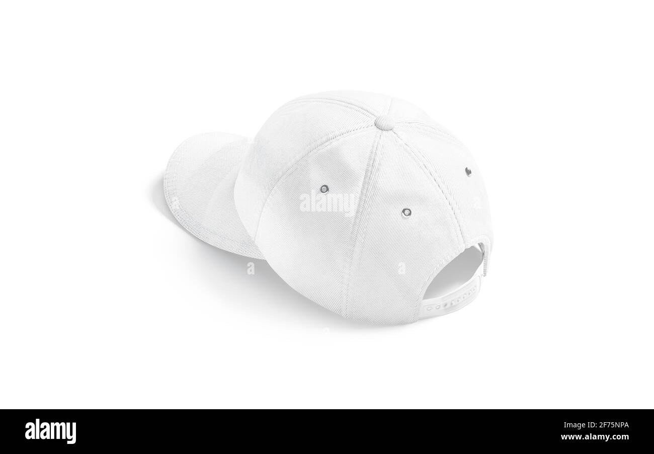 Blank white baseball cap mockup, back view Stock Photo