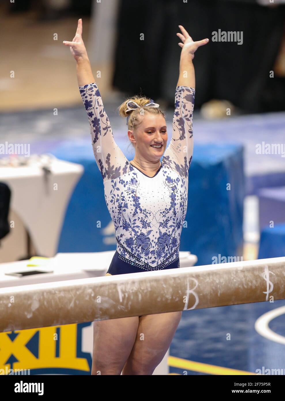 April 2, 2021 BYU's Abbey Miner Alder salutes the judges following her
