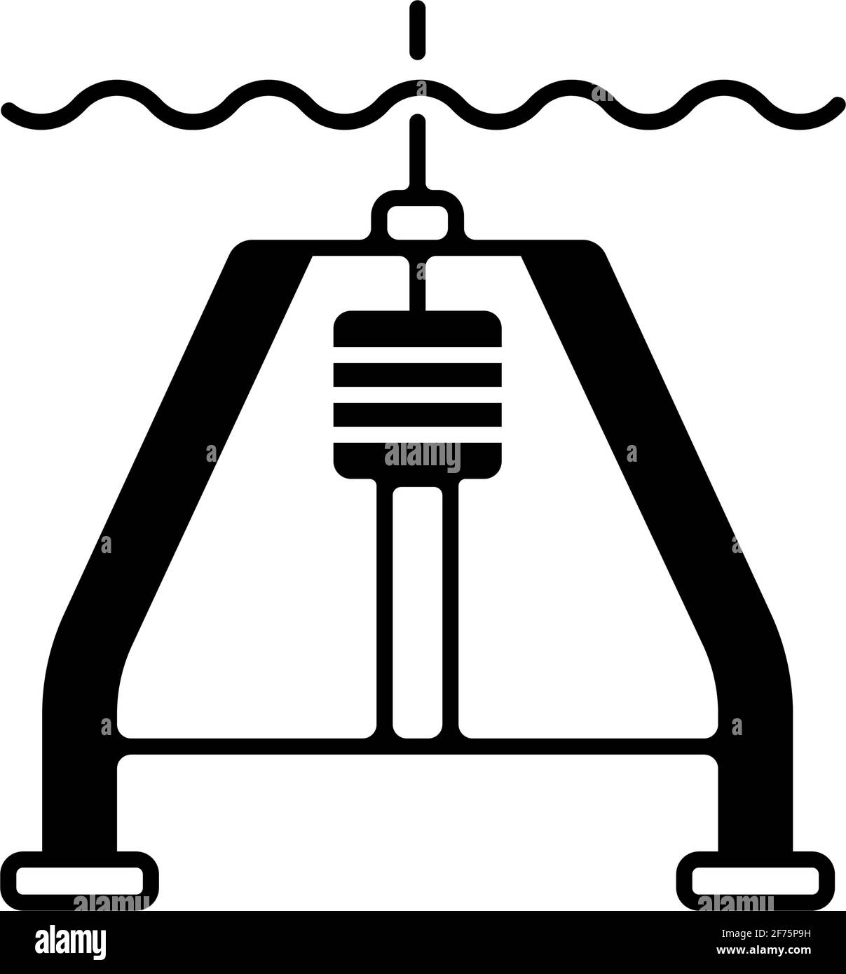 Hydraulically damped gravity corer black linear icon Stock Vector