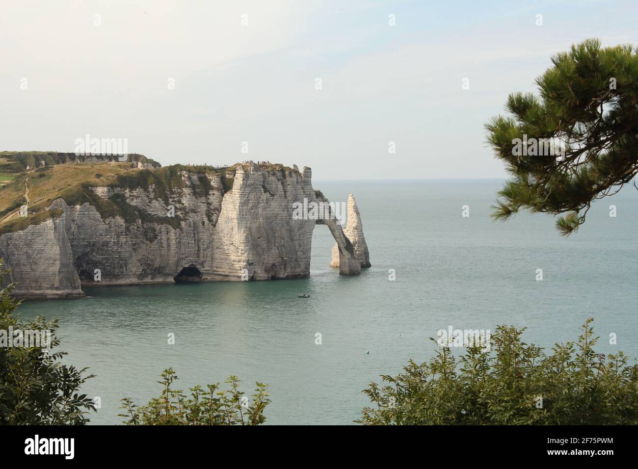 the famous arch and needle of the white alabaster cliff coast in the ...