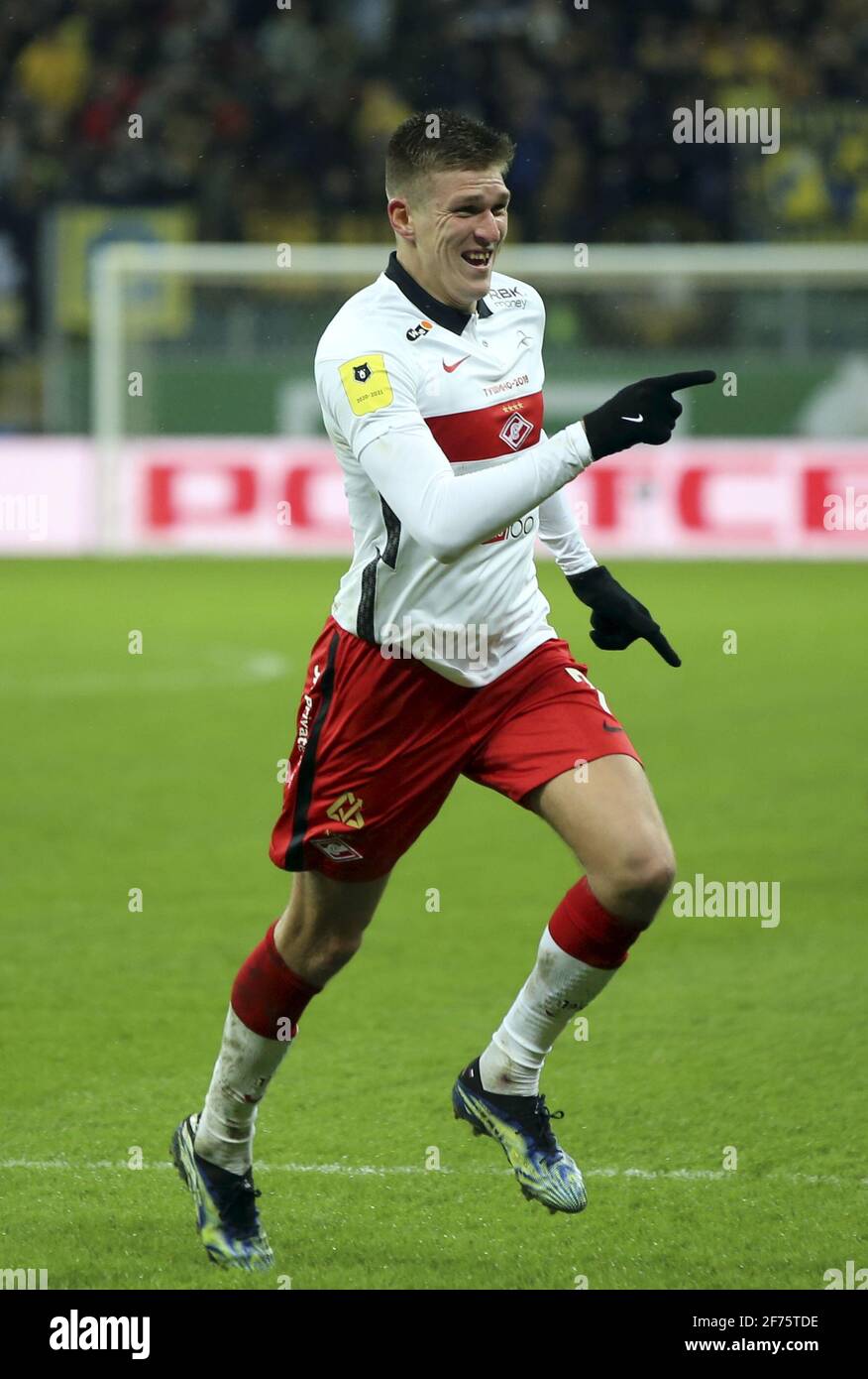 MOSCOW, RUSSIA, MARCH 13, 2021. The 2020/21 Russian Football Premier  League. Round 22. Football match between Dinamo (Moscow) vs Spartak (Moscow)  at VTB Arena. Photo by Stupnikov Alexander/FC Spartak Stock Photo - Alamy