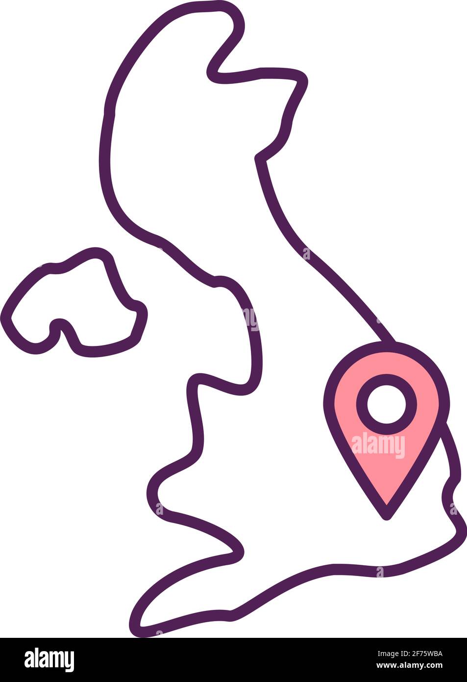 GPS pointer on United Kingdom map RGB color icon Stock Vector