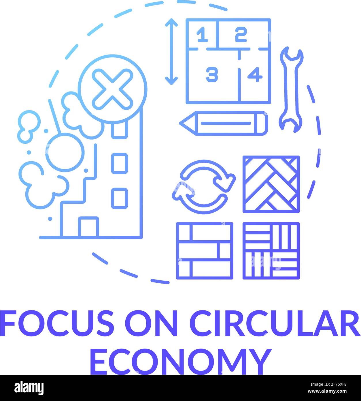 Focusing on circular economy concept icon Stock Vector