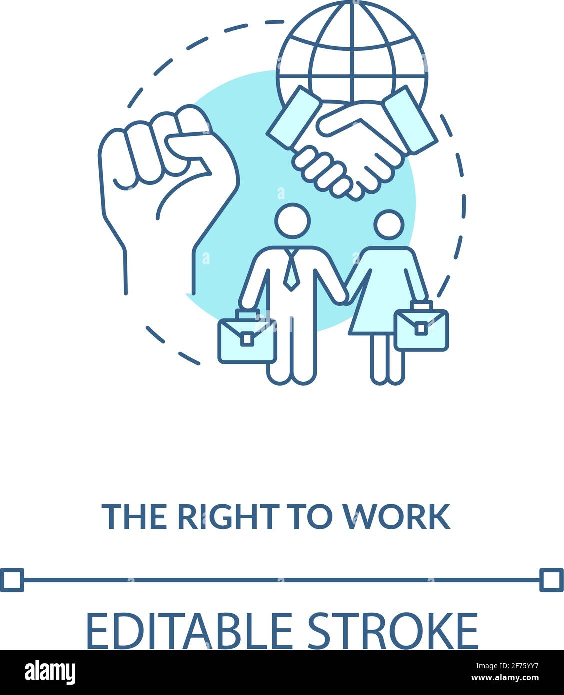 The right to work blue concept icon Stock Vector