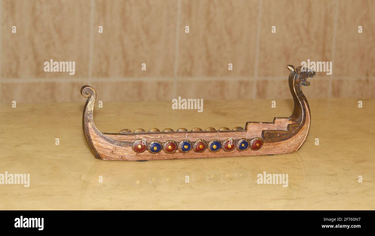 Viking Boat incense made from resin in side view used to burn incense