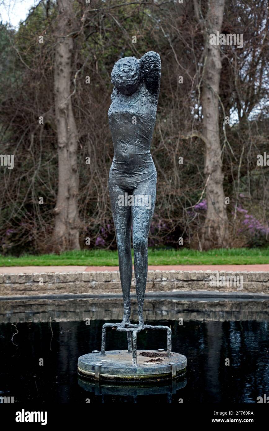 'Girl', a bronze sculpture by Reg Butler (1913-81) in the grounds of the Royal Botanic Gardens, Edinburgh, Scotland, UK. Stock Photo