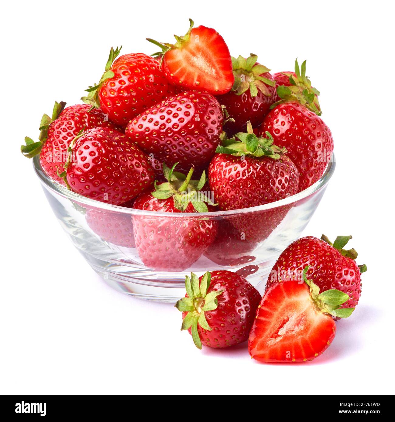 Glass bowl of Fresh strawberry isolated on white background Stock Photo ...