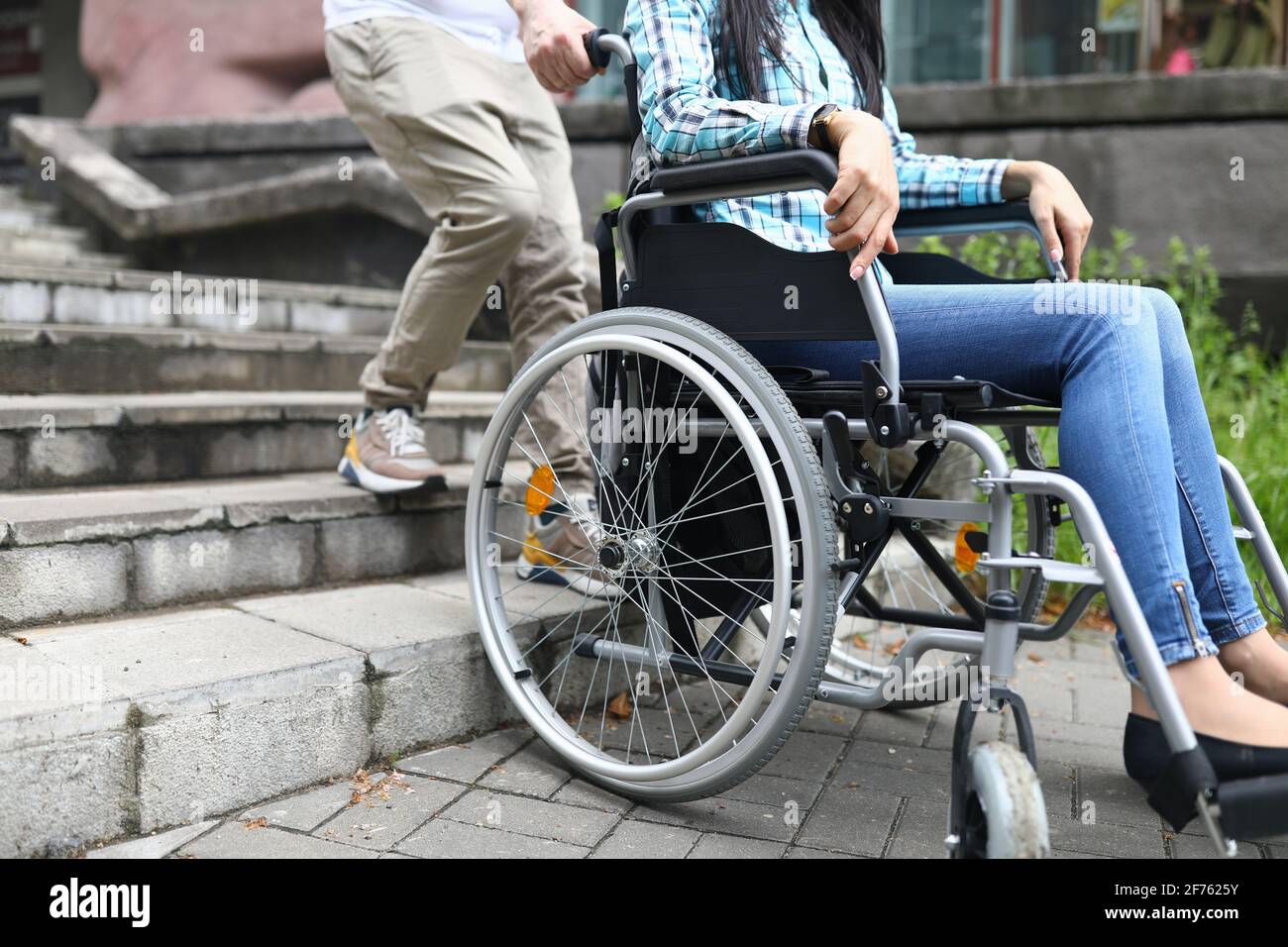 Wheelchair man stairs hi-res stock photography and images - Alamy
