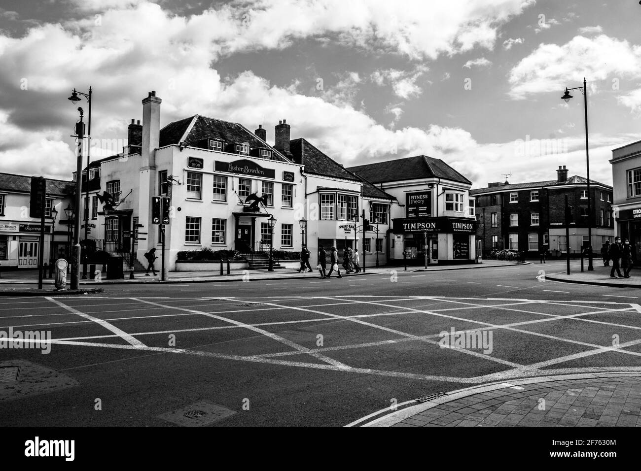 Epsom Surrey, London UK, April 5 2021, Major Road Junction Yellow Box