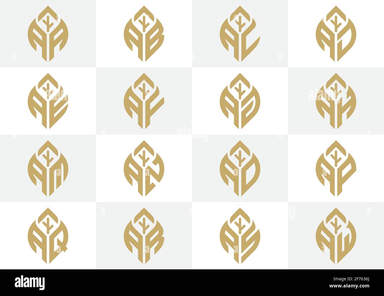 Initial letter with abstract leaf logo sign symbol Stock Vector