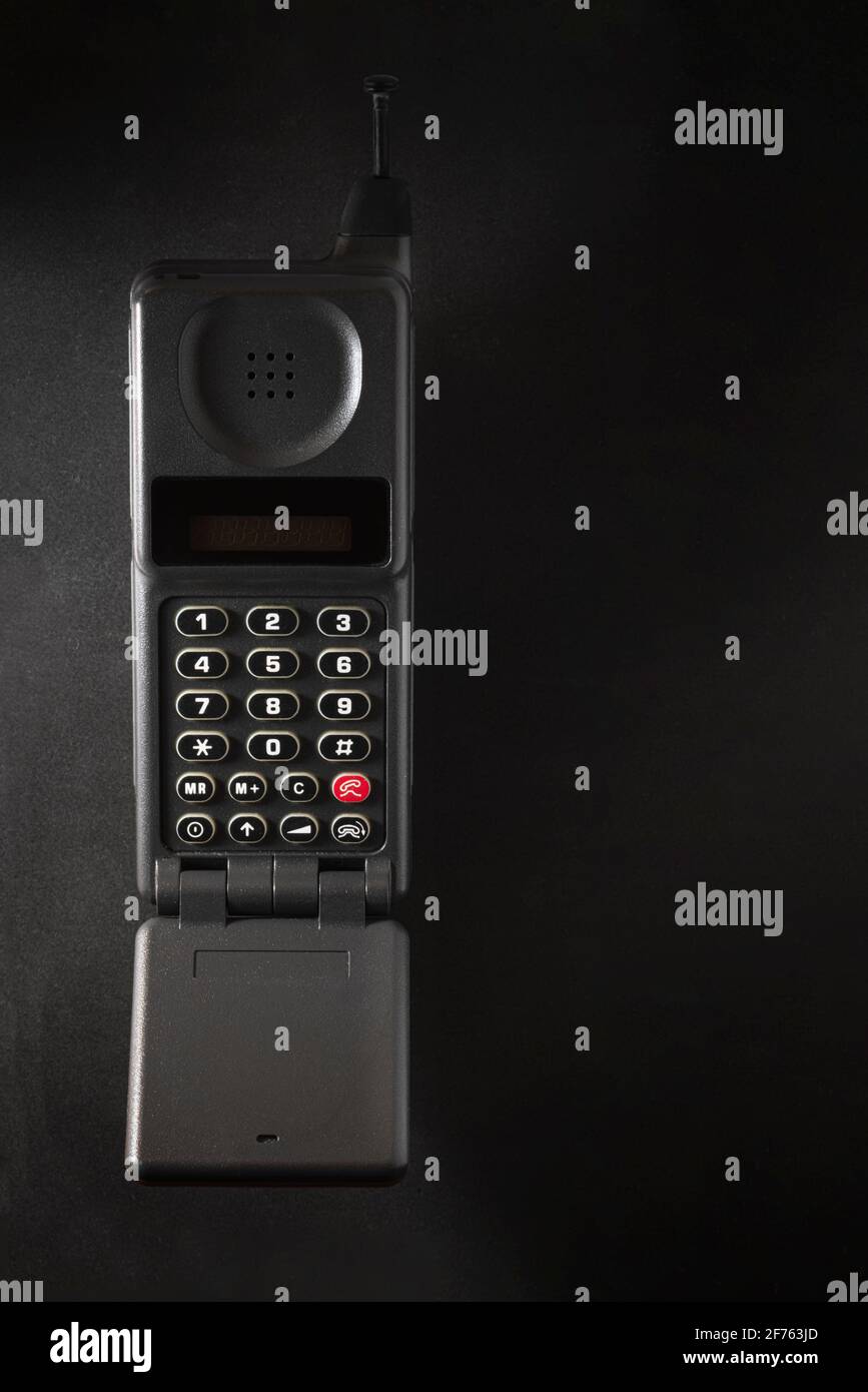 SPAIN - APRIL 01, 2021: Motorola Executive Phone 2 on black background. Stock Photo