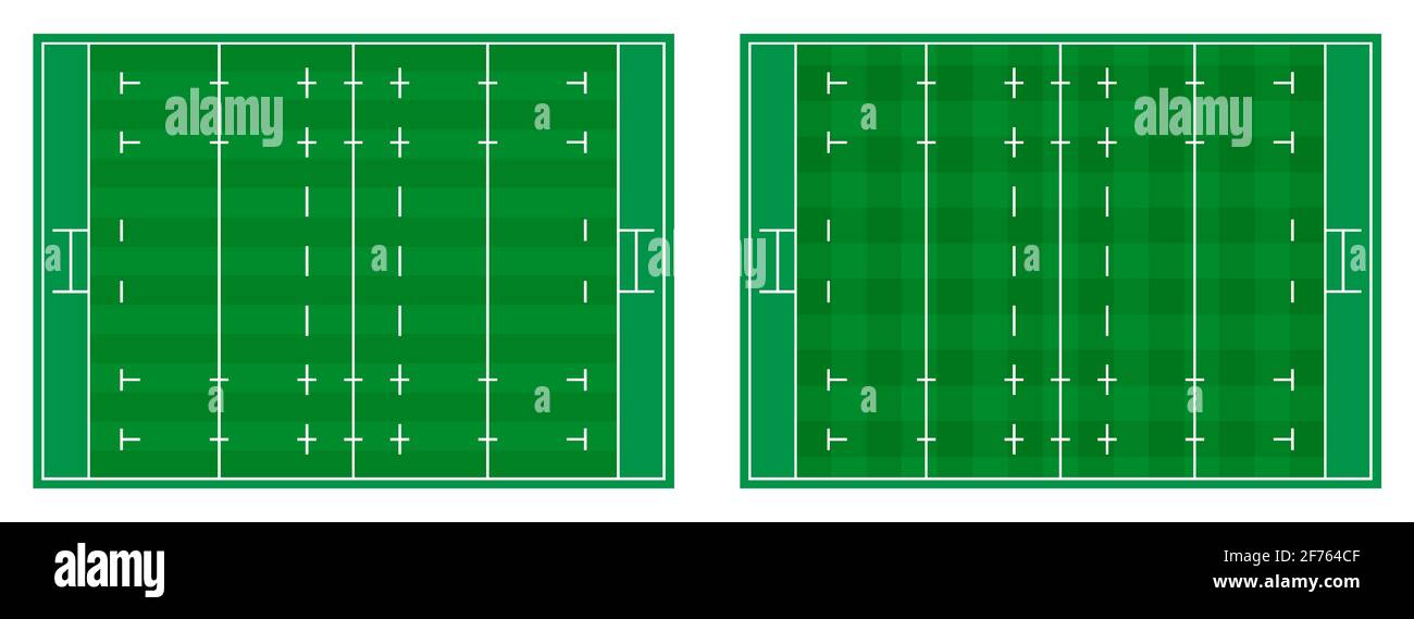 rugby field markings lines with different types of grass, rugby