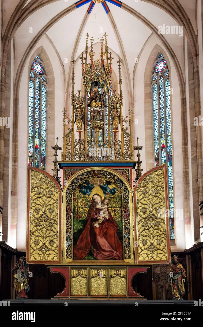 France, Alsace, Haut Rhin, Colmar, the Dominicans church, the Madonna  of the Rose Bower, painter Martin Schongauer. Stock Photo
