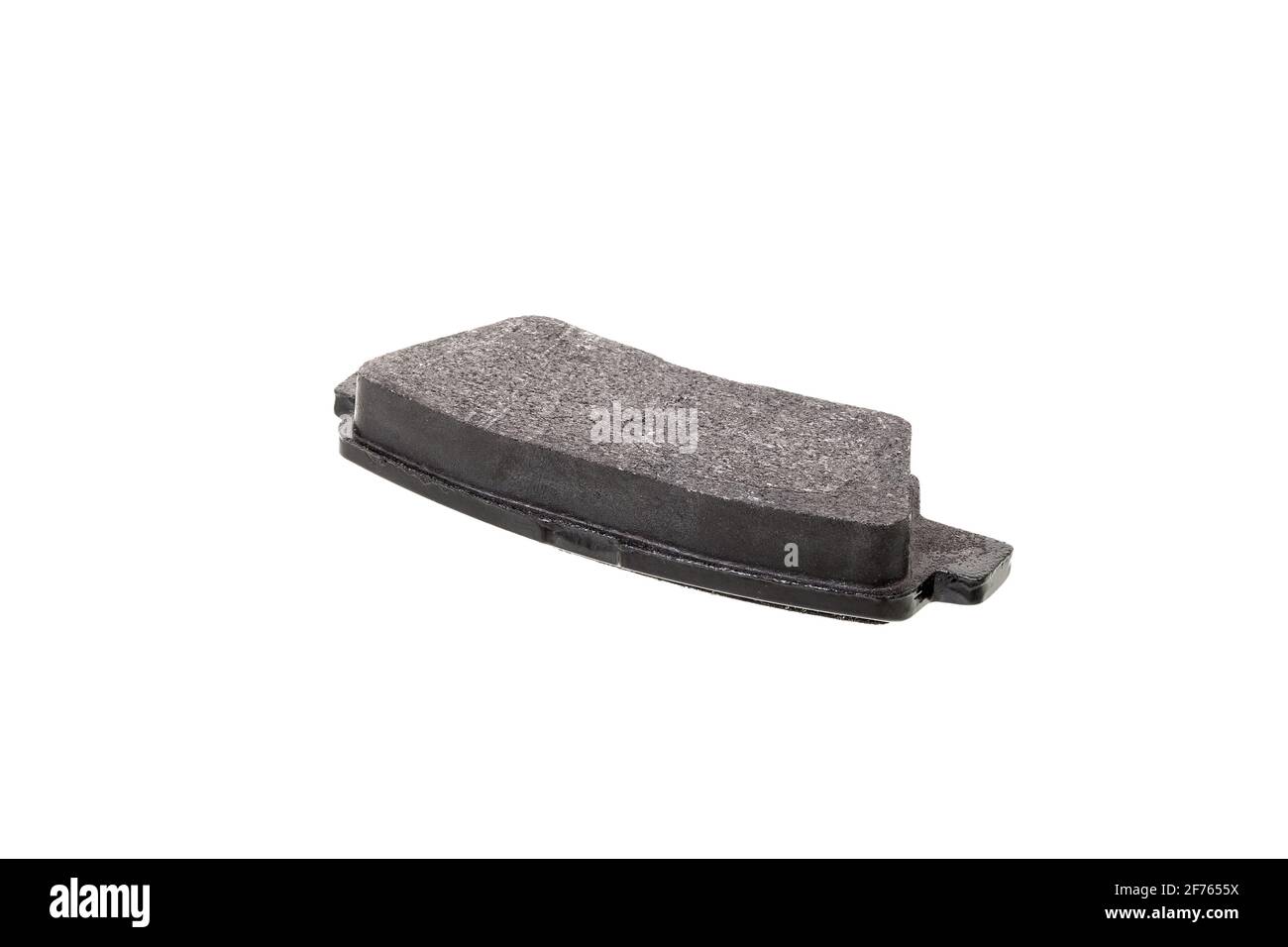 brake pad car spare parts, vehicle object brake shoes alloy thickness view isolated on white background, nobody. Stock Photo