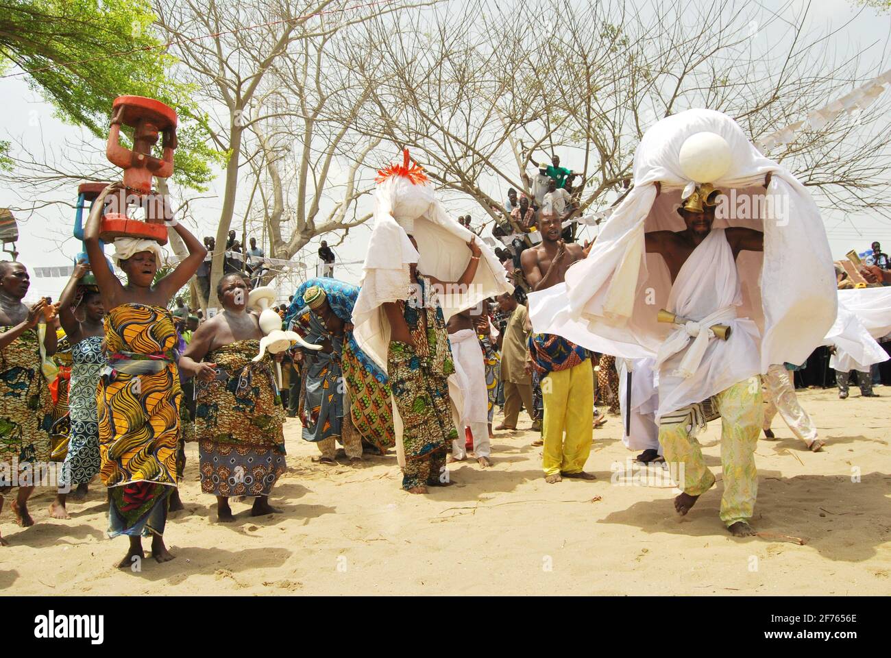 Benin Republic cultural dancers performing during the Black Heritage Festival, Badagry, Lagos, Nigeria. Stock Photo