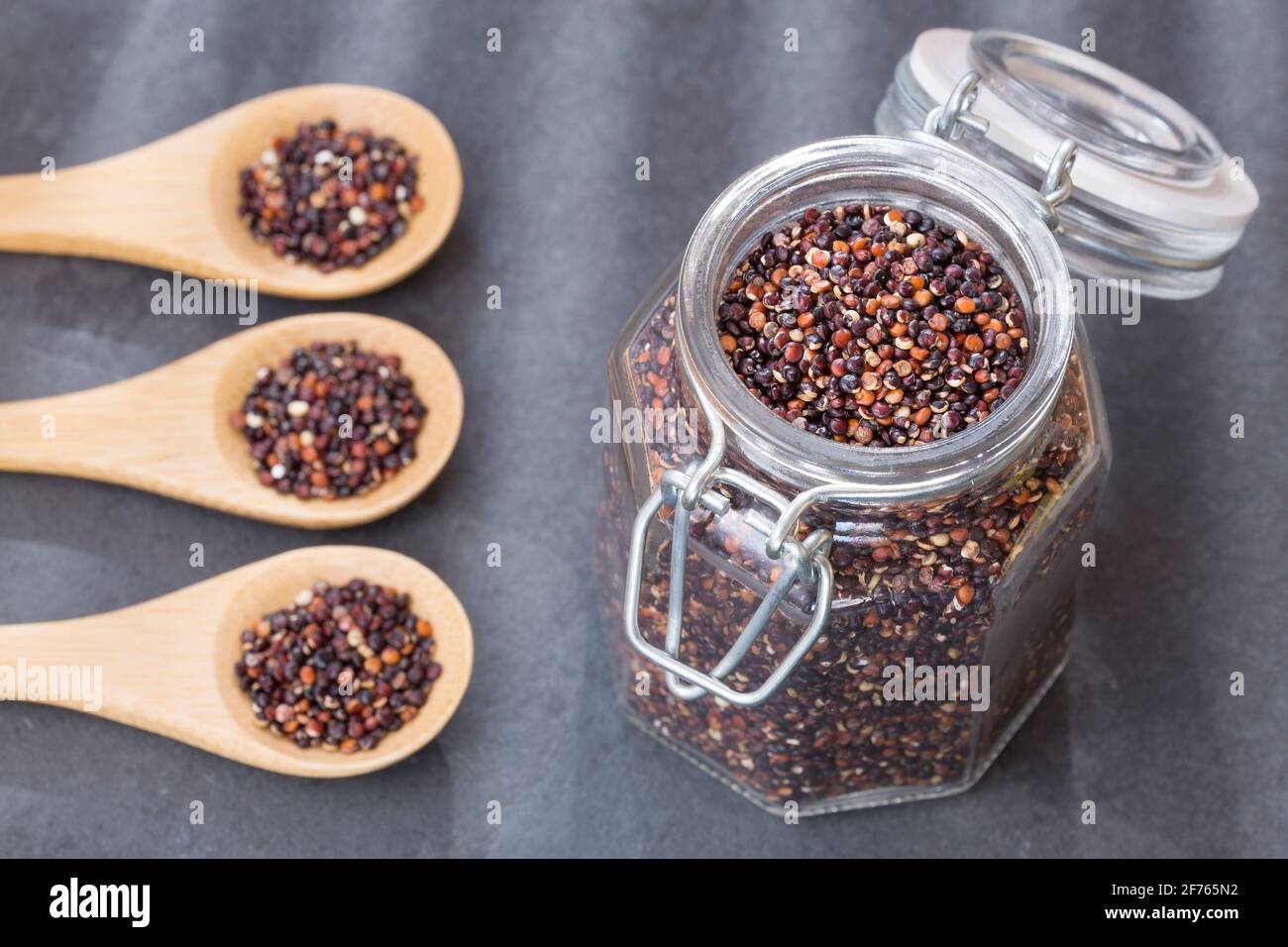 Black quinoa seeds - Chenopodium petiolare Stock Photo