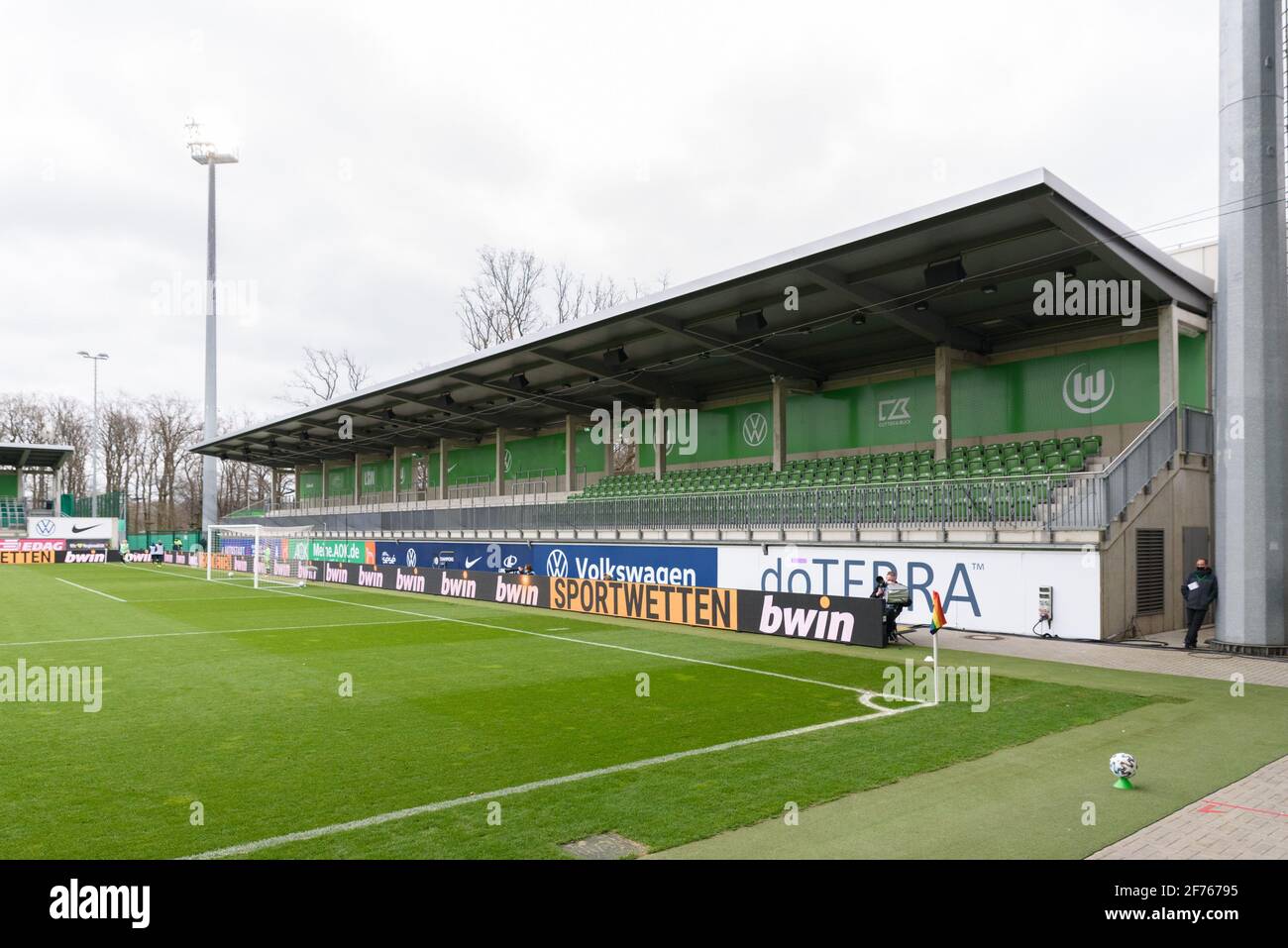 General View inside the AOK Stadion during the Frauen DFB-Pokal semi-final  match between VfL Wolfsburg and FC Bayern Munich at AOK-Stadion, Germany  Stock Photo - Alamy