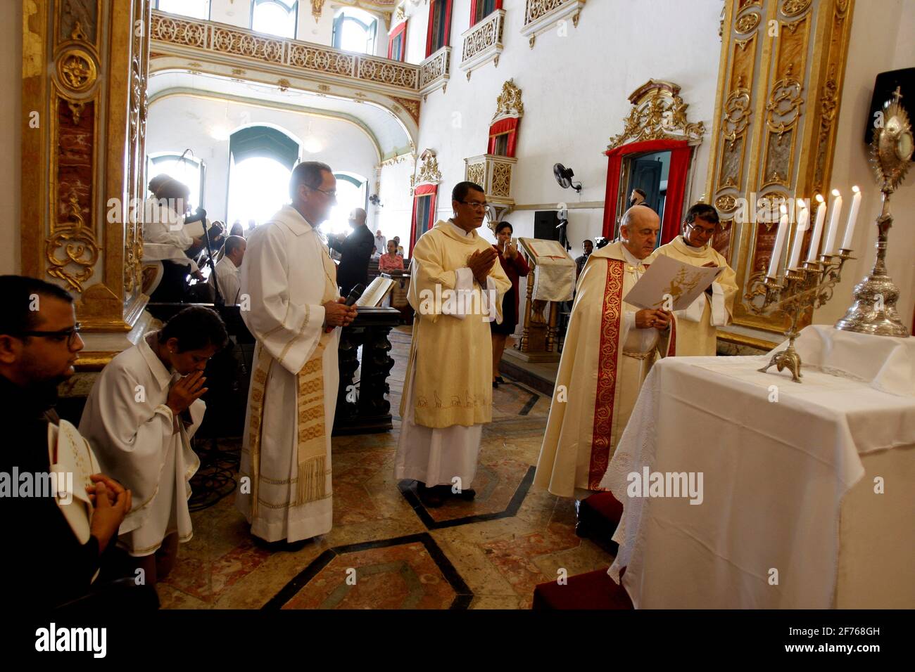 salvador, bahia / brazil - july 1, 2015: Mass symbolizing the 'Te Deau' at the Sao Pedro dos Clerigos Church in Pelourinho, Salvador. The ceremony mar Stock Photo