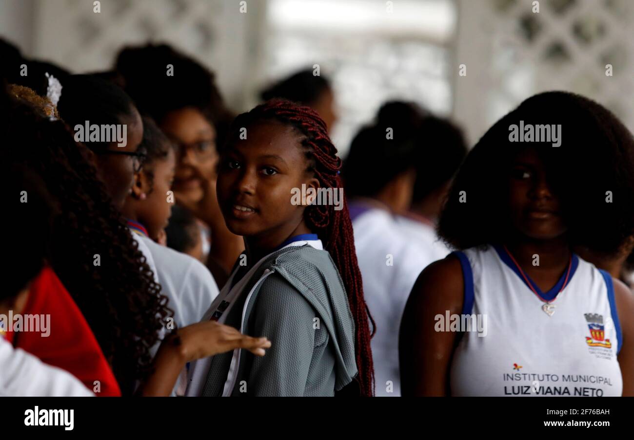 sao francisco do conde, bahia / brazil - july 17, 2019: Students are seen at the Luis Viana Neto Municipal Institute, public school of the Sao Francis Stock Photo
