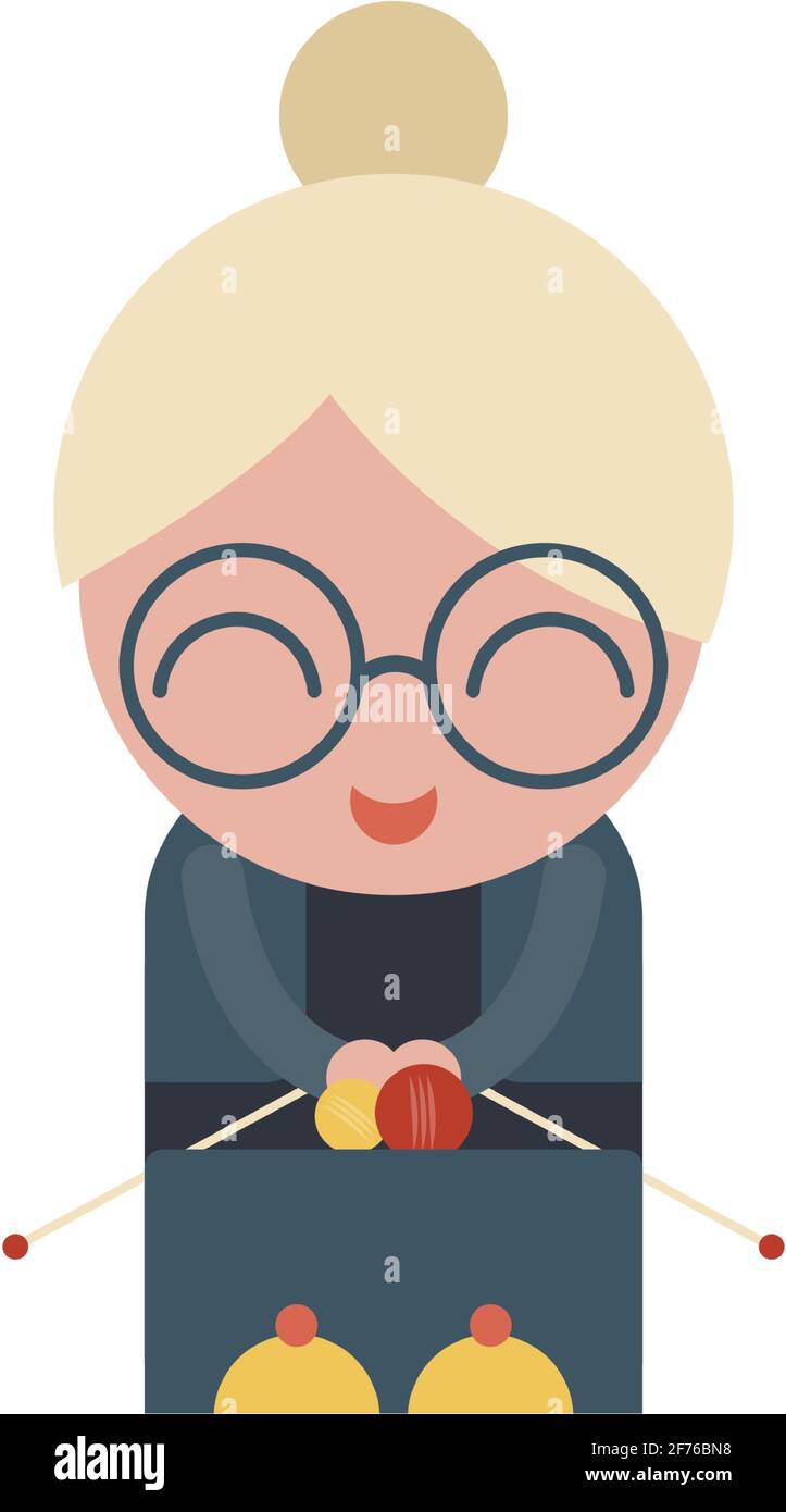 Vector grandma old woman knitting isolated on white Stock Vector Image ...