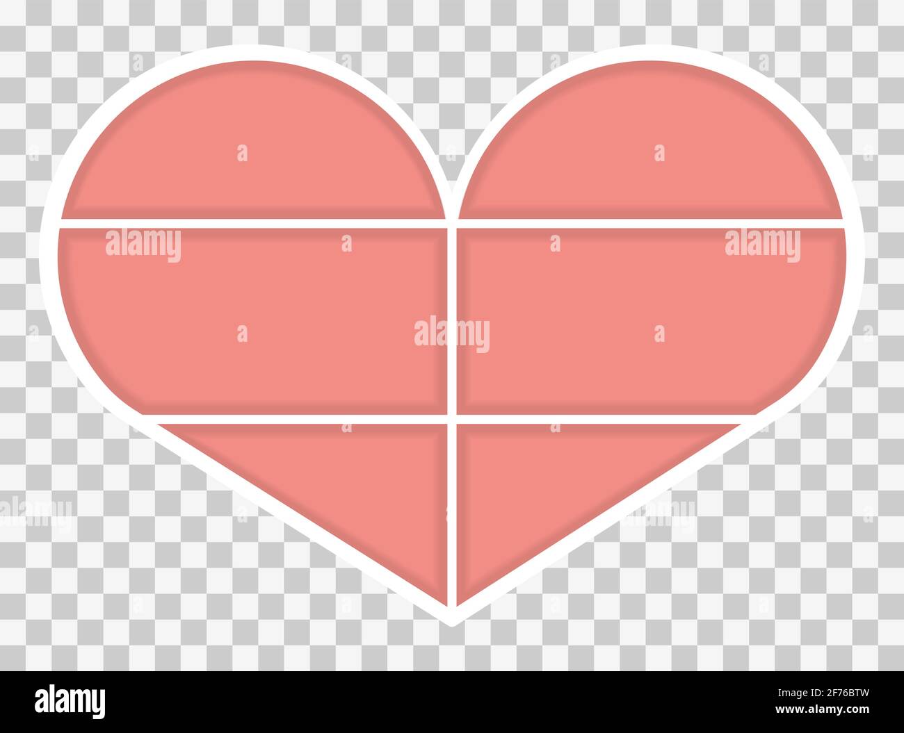 Heart shape Valentines Day frame. Collage template. Heart shape from 6