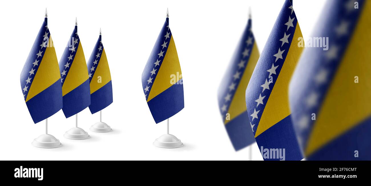 Set of Bosnia and Herzegovina national flags on a white background ...