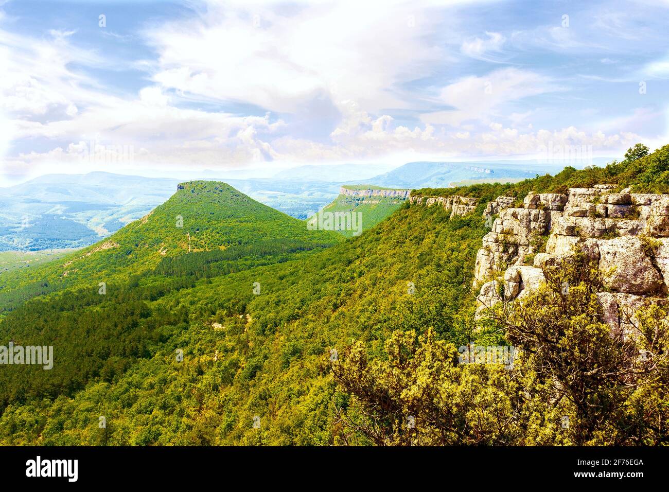 Natural, untouched by civilization, nature of mountains and plains of the Crimean Peninsula Stock Photo