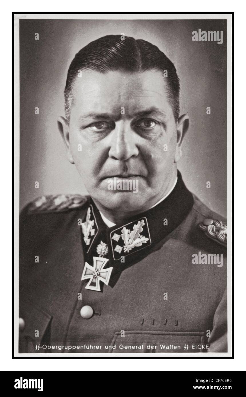 Vintage portrait of Obergruppenfuhrer Eicke portrait was the notorious head of the Concentration Camp system as leader of the Inspektion der Konzentrationslager, and then went into combat as the head of the SS Totenkopf Division. Stock Photo