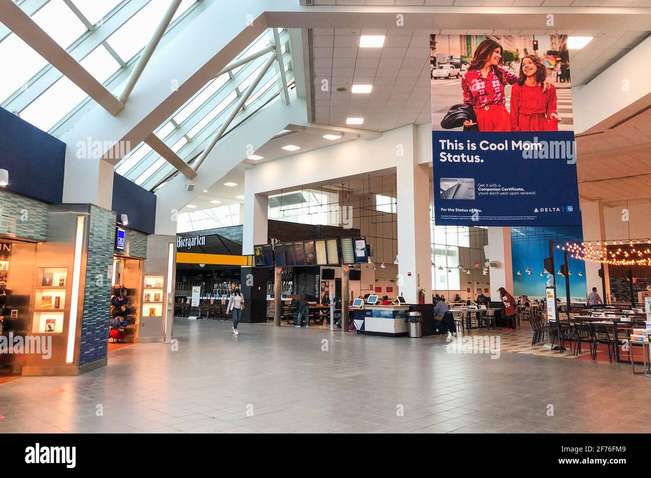 Passengers wait in Terminal C at LaGuardia Airport is an airport in East Elmhurst, Queens on