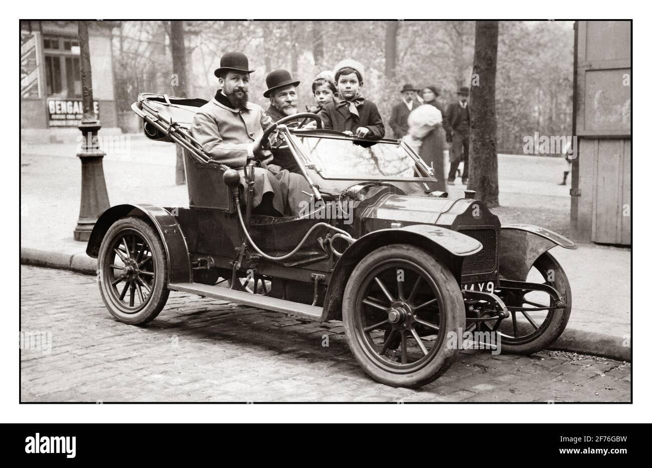 c. 1910s France postcard photo 2 men in early automobile c. 1910s France postcard photo 2 men in early automobile