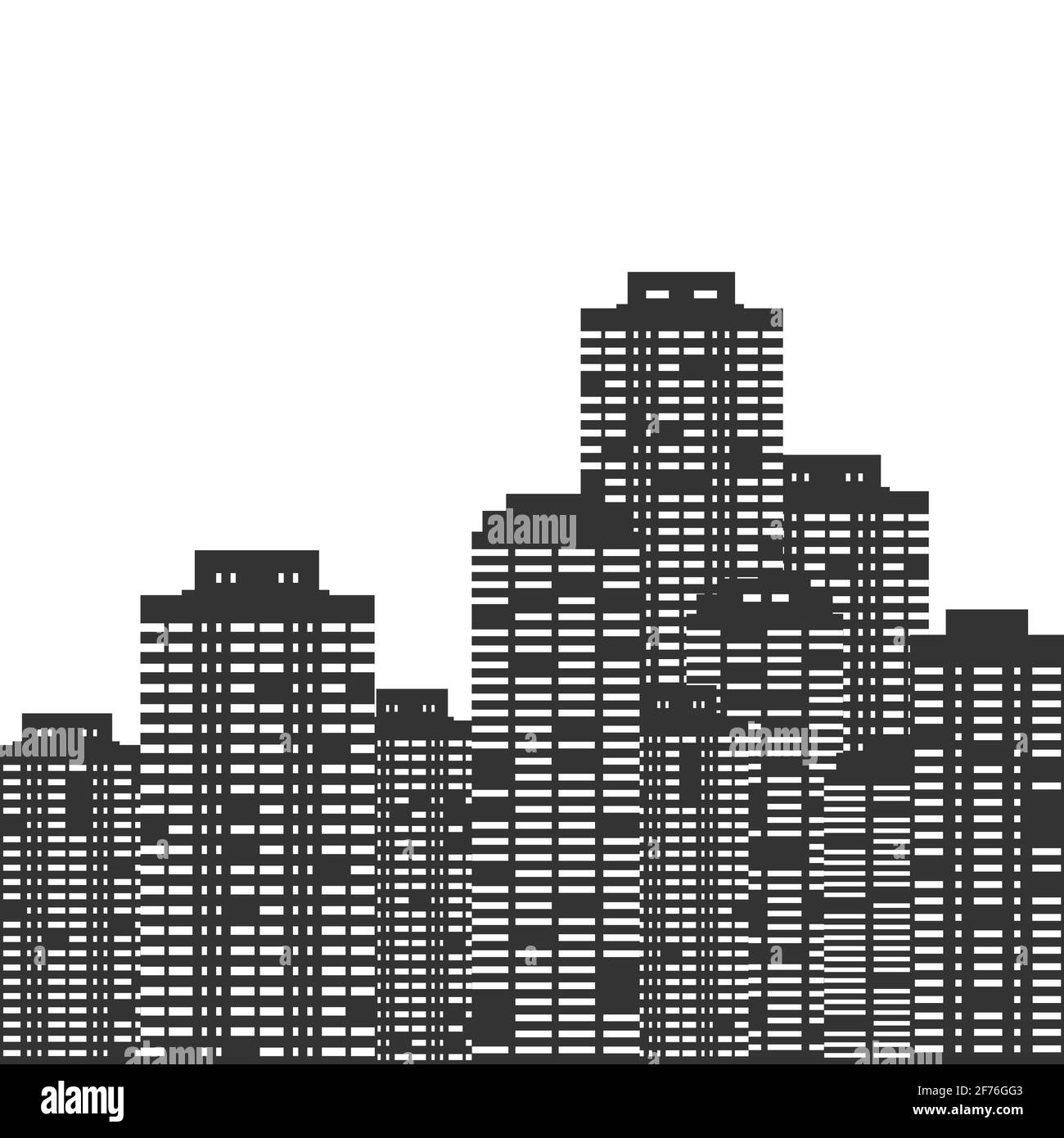 Modern city on a white background. Glowing windows of skyscrapers ...