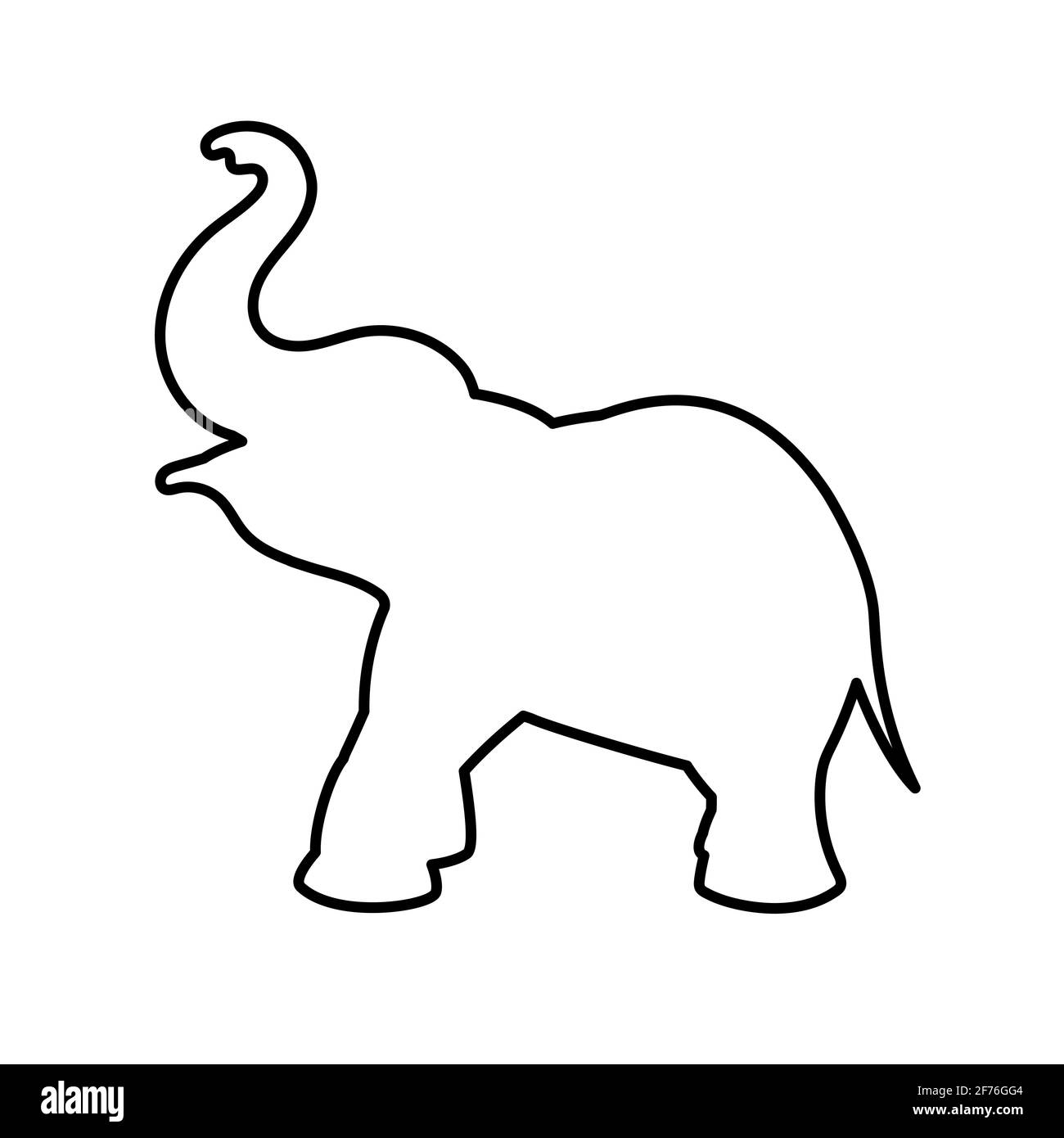 Outline icon of baby elephant on white background. Vector isolated