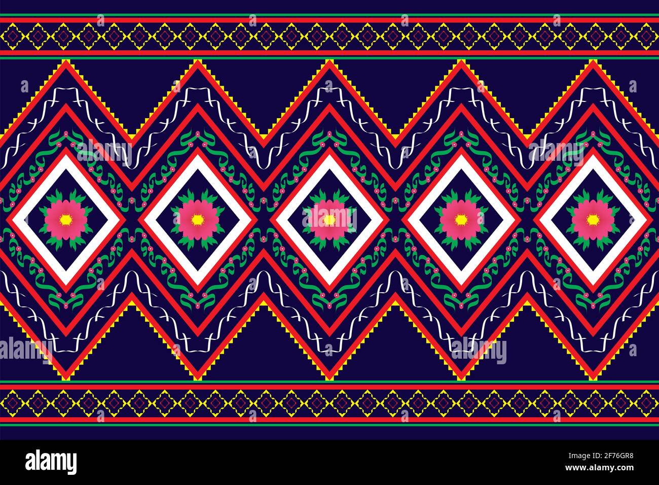 Embroidered cloth with colorful lines