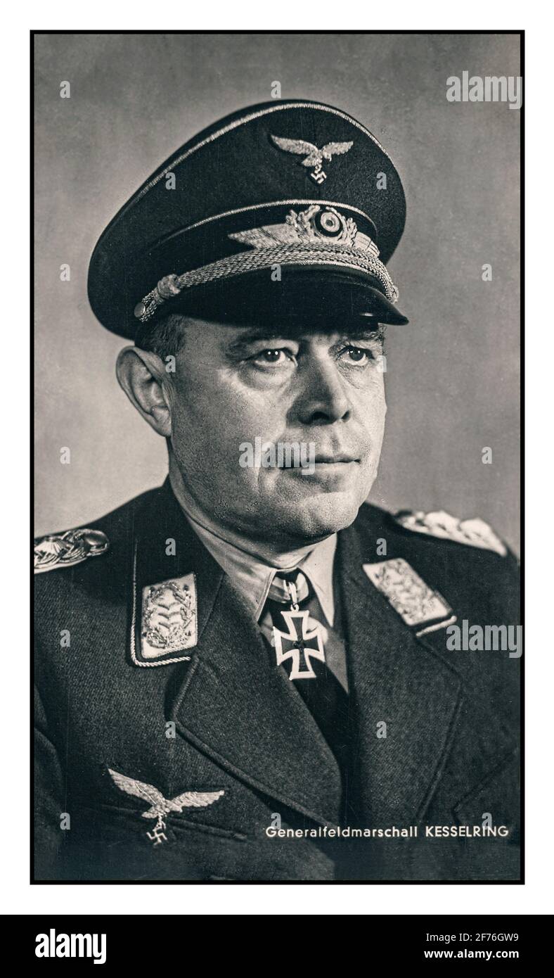 KESSELRING NAZI 1930’s Propaganda Portrait of leading Nazi Albert Kesselring  a German Generalfeldmarschall of the Luftwaffe during World War II who was subsequently convicted of war crimes. 1939 Nazi Germany Stock Photo