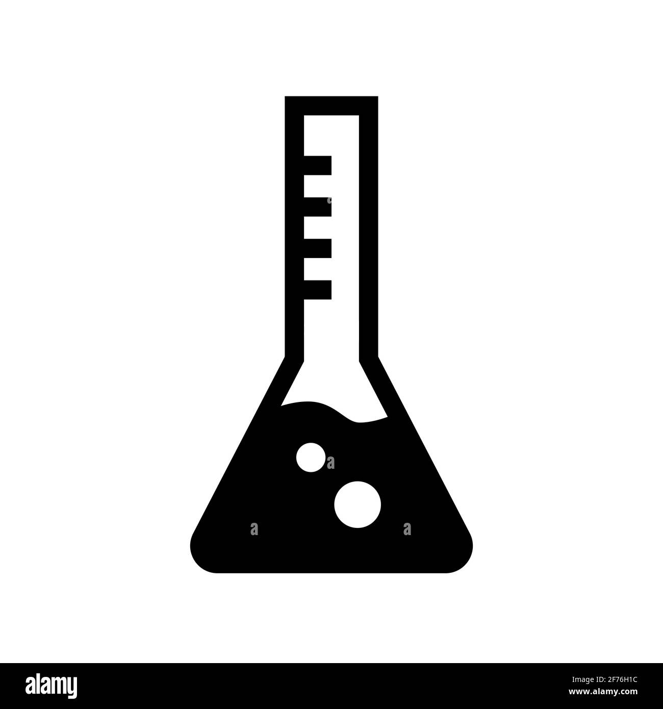 Glass flask with a chemical solution. Element for laboratories, science and education. Vector