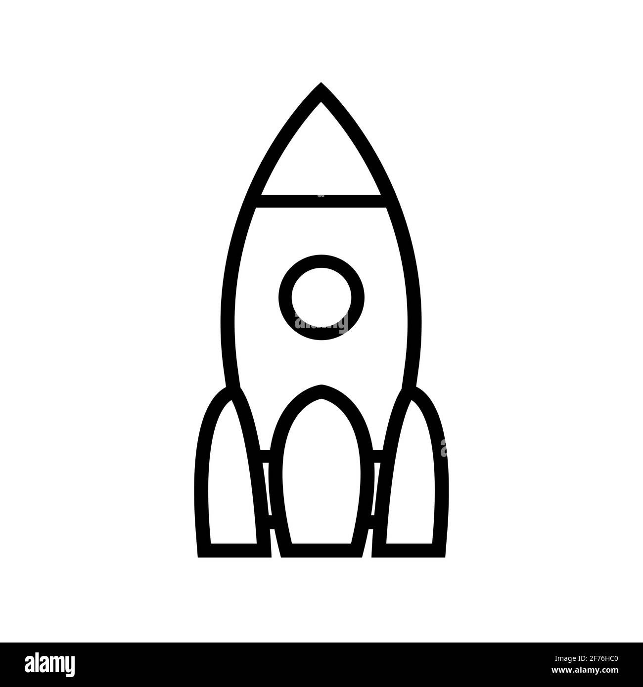 Spaceship flat icon outline on white background. Vector isolated ...