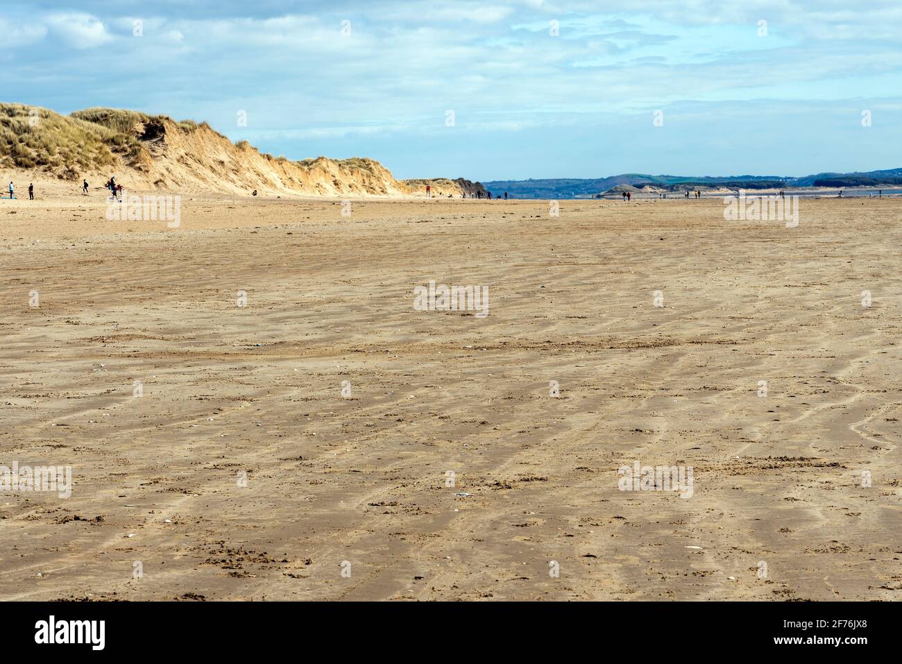 Cefn Sands beach at Pembrey Country Park in Carmarthenshire South Wales UK, which is a popular Welsh tourist travel resort and coastline landmark, sto Stock Photo
