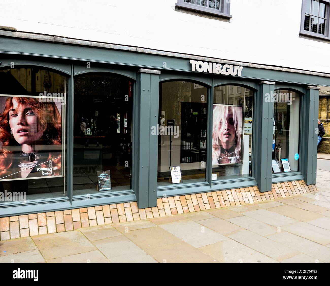 Cambridge, UK, England, 03-04-2021. Building exterior of Toni and Guy Hair Stylists. Stock Photo