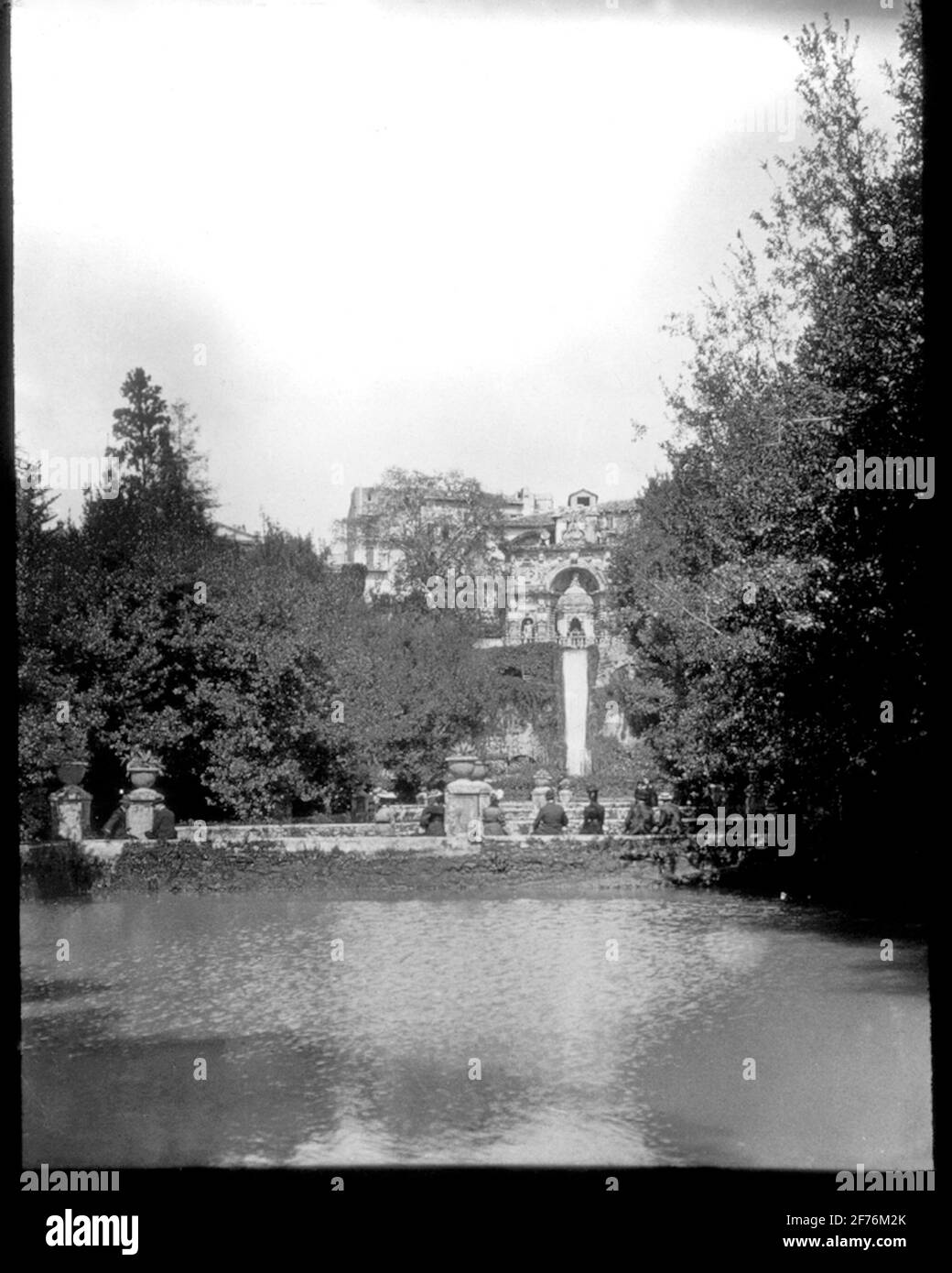 Skiopticon image from the Department of Photography at the Royal Institute of Technology. Villa dâ'este (the palace was built between 1550 and 1572) in the city of Tivoli outside Rome. The picture is probably taken by John Hertzberg during a trip in Europe. Stock Photo