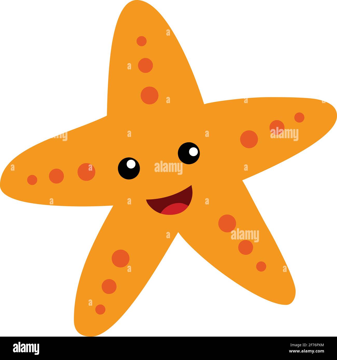 Cartoon Smiling starfish. stock illustration vector isolated in white background Stock Vector